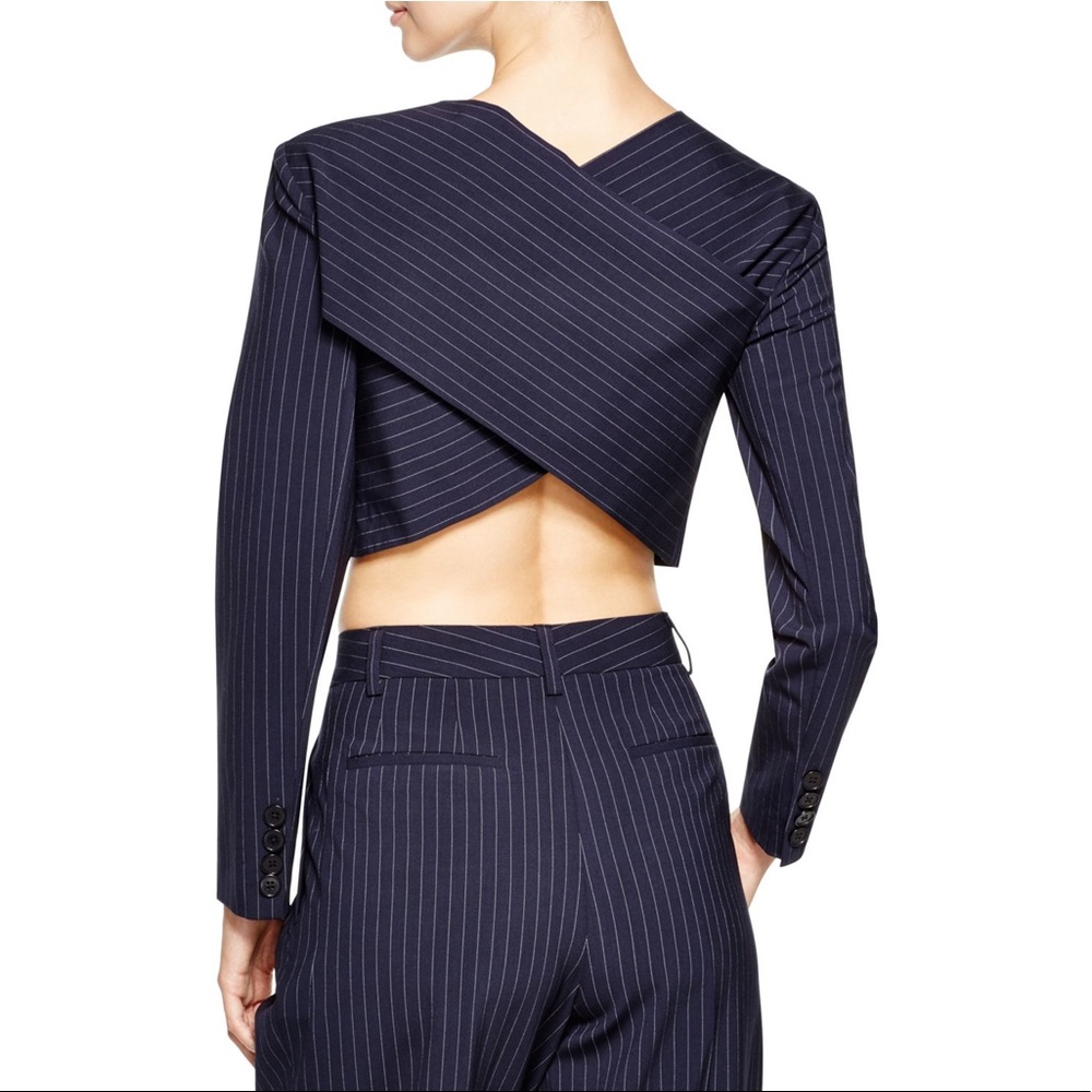 DKNY Cross Back Pinstripe Crop Top